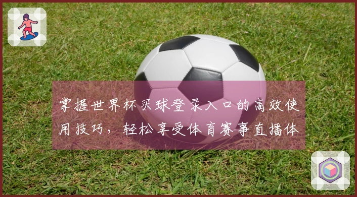 掌握世界杯买球登录入口的高效使用技巧，轻松享受体育赛事直播体验